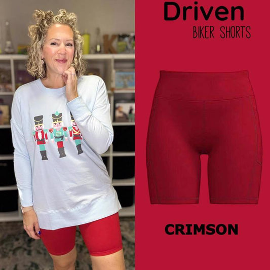 LuLaRoe Rise Driven Biker Short - Solid Salsa Red