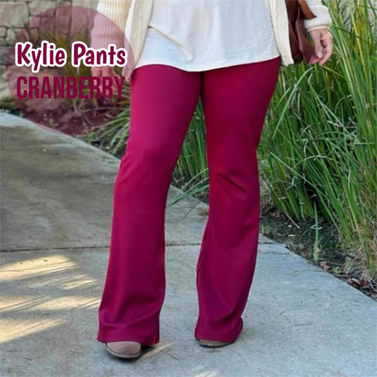 LuLaRoe Kylie Pull On Flare Pant - Solid Tibetan Red Ponte